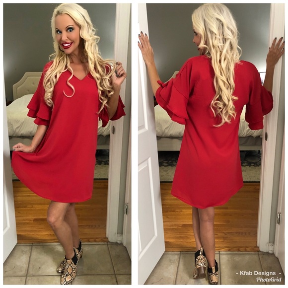 🛍LAST 1! Tiered Ruffle Fully Lined Pocket Dress - Picture 7 of 7